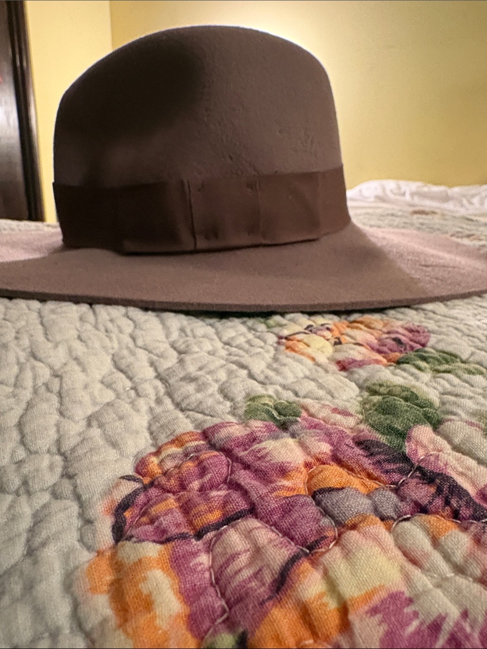 Brixton Brown Wide-Brim Felt Hat with Ribbon Band